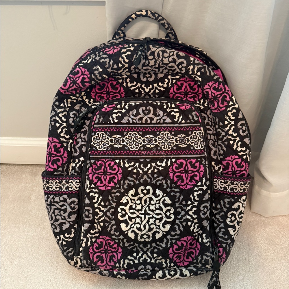 Vera Bradley Black and Pink Backpack with Mandala Design